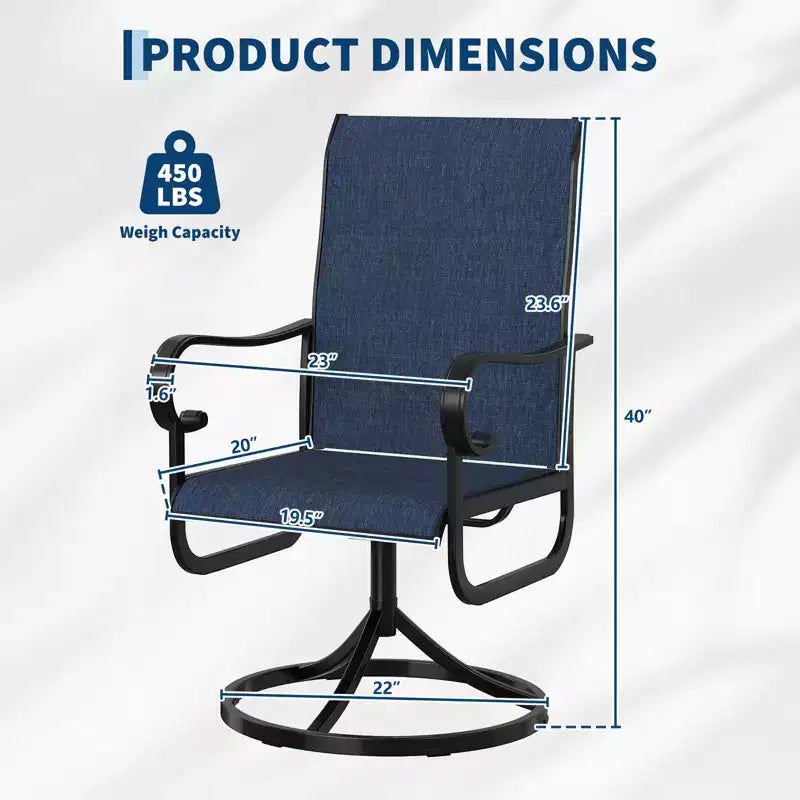 Set di Sedie da Pranzo Girevoli a Dondolo Premium per Esterni, Mobili Ergonomici con Rete Traspirante per Terrazzo Giardino