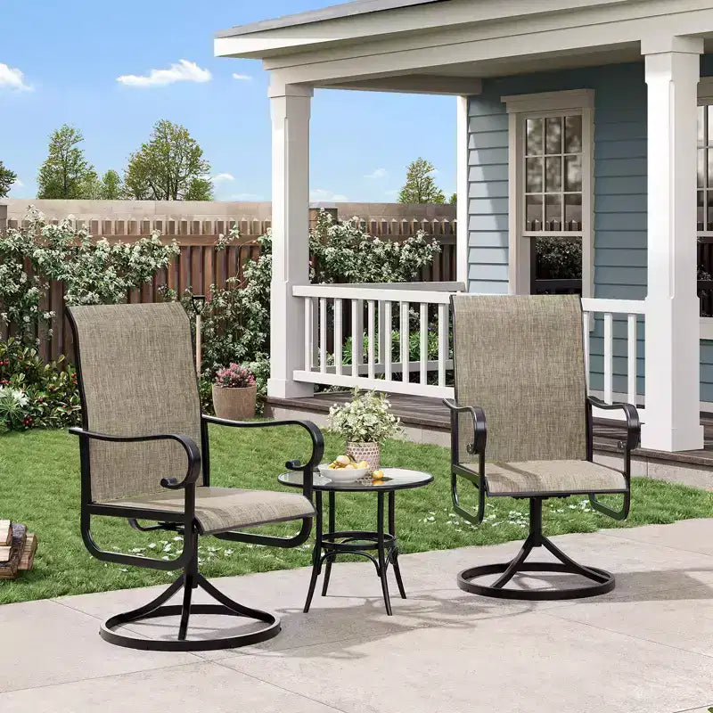 Set di Sedie da Pranzo Girevoli a Dondolo Premium per Esterni, Mobili Ergonomici con Rete Traspirante per Terrazzo Giardino