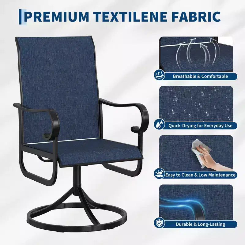 Set di Sedie da Pranzo Girevoli a Dondolo Premium per Esterni, Mobili Ergonomici con Rete Traspirante per Terrazzo Giardino