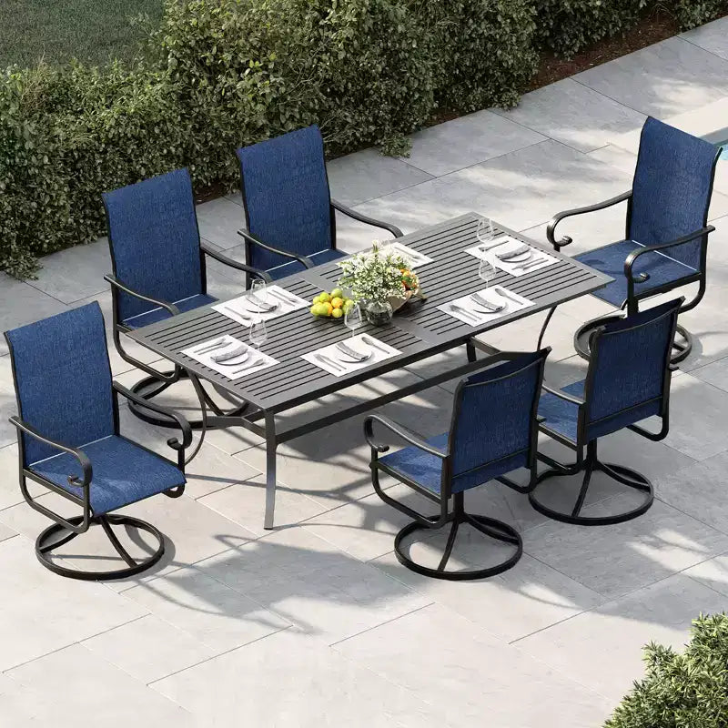 Set di Sedie da Pranzo Girevoli a Dondolo Premium per Esterni, Mobili Ergonomici con Rete Traspirante per Terrazzo Giardino