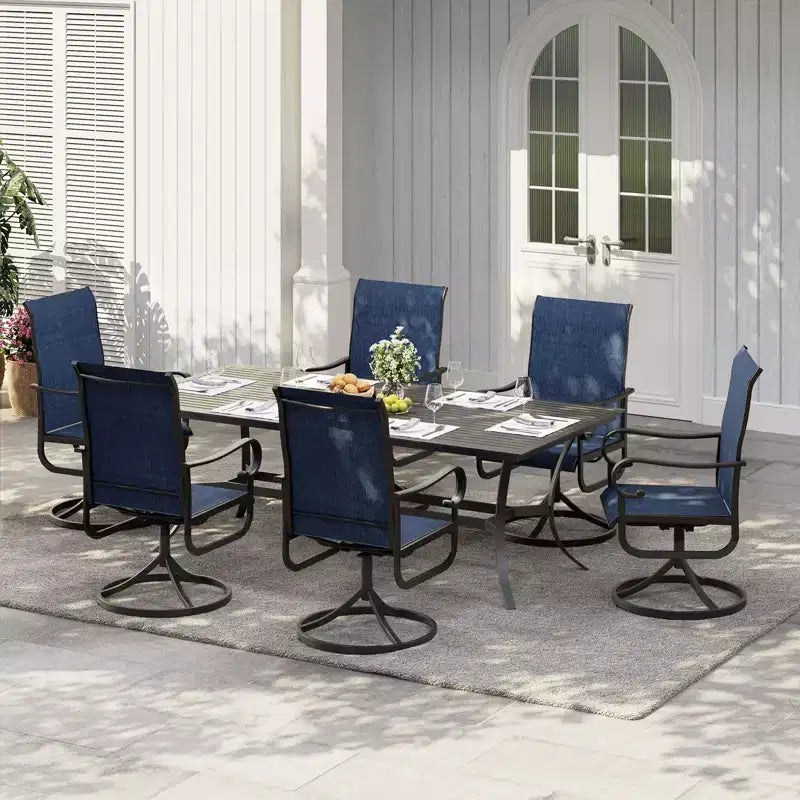 Set di Sedie da Pranzo Girevoli a Dondolo Premium per Esterni, Mobili Ergonomici con Rete Traspirante per Terrazzo Giardino