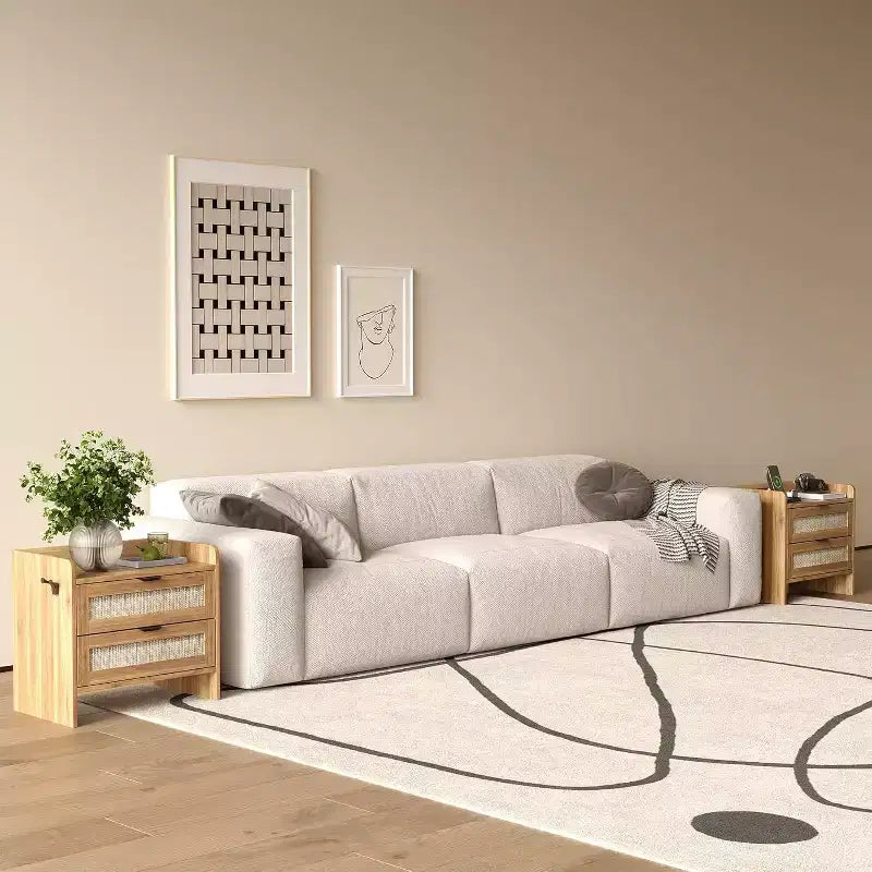 Comodino in rattan, 2 cassetti, 2 comodini, organizer e armadietto contenitore per camera da letto, soggiorno, ufficio in casa