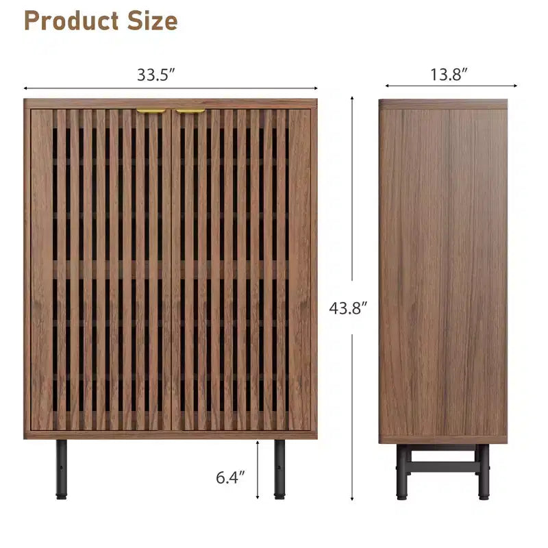 Scarpiera a 6 Ripiani con Ante, Scarpiera in Legno per 24 Paia di Scarpe, Mobile Moderno per Ingresso o Corridoio in Stile Rustico, Mobile Contenitore Nascosto