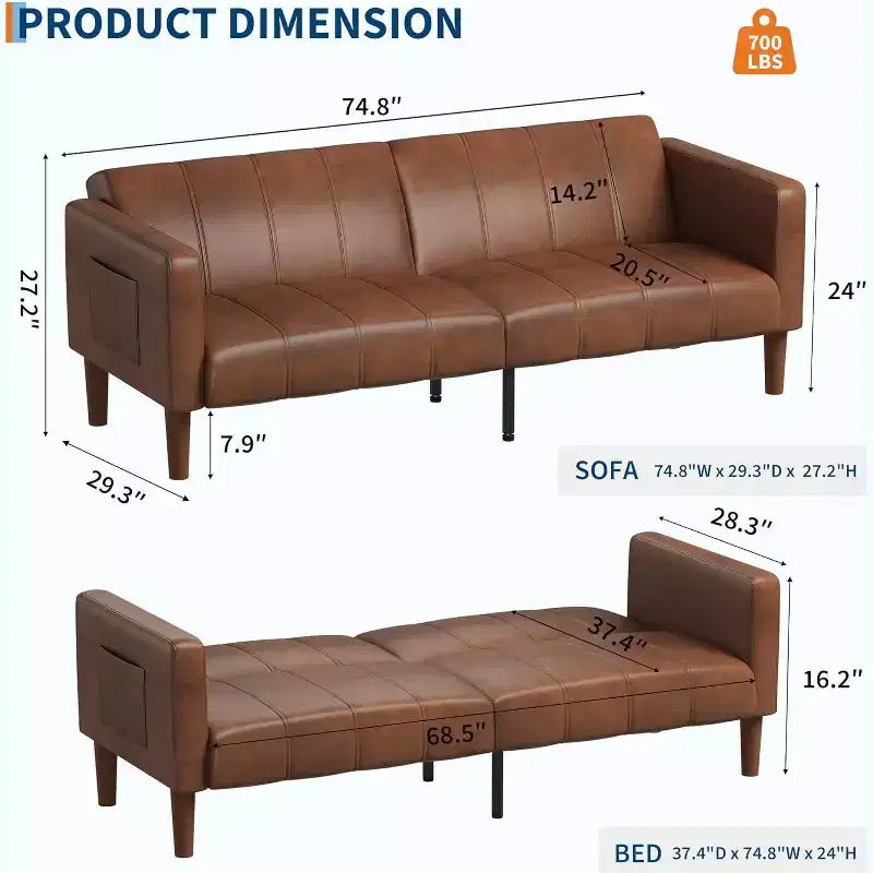 Divano letto, divano convertibile, divano moderno di metà secolo, soggiorno, camera da letto