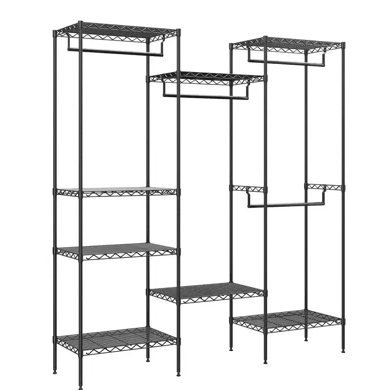 Acekool Appendiabiti in Metallo con 4 Aste Appendiabiti Regolabili e 8 Ripiani, Armadio Organizzatore per Vestiti, Scarpe e Accessori