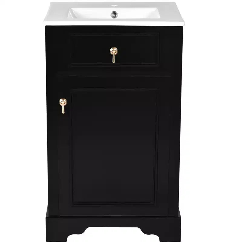 Mobiletto lavabo da bagno compatto da 20 pollici con cassetti, mobiletto da terra per bagno con ripiano e anta a chiusura ammortizzata