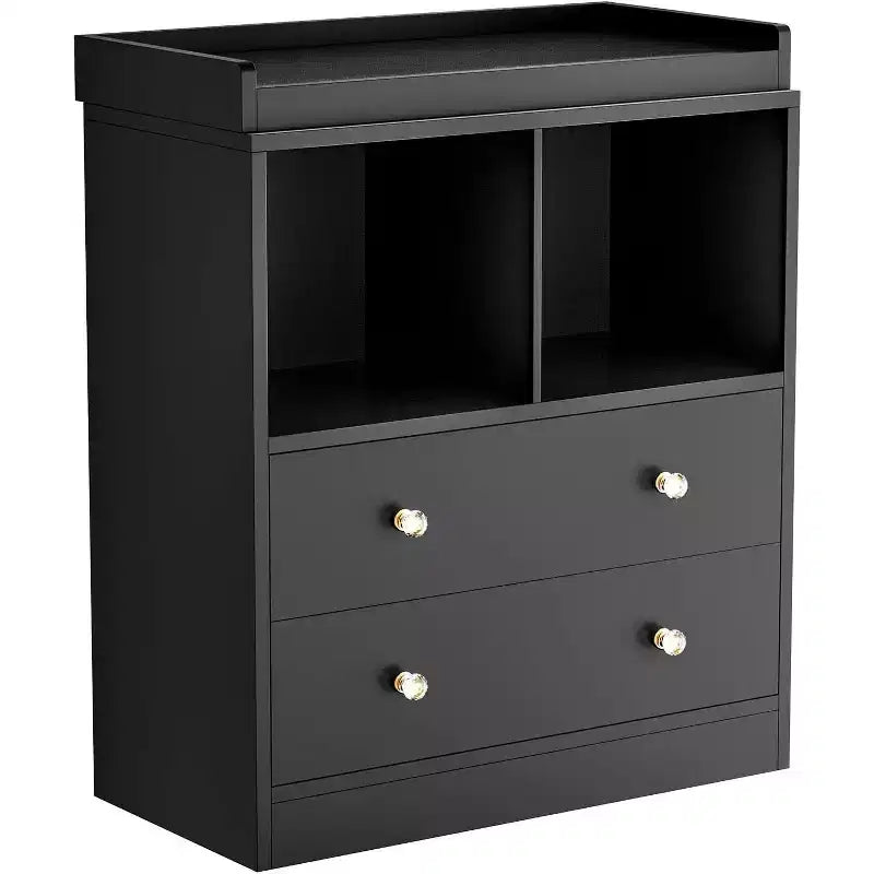 Fasciatoio Comò con Vassoio Fasciatoio Rimovibile, Comò per la Cameretta con 3 Cassetti, Stazione Fasciatoio Moderna e Contenitore per la Cameretta, Nero