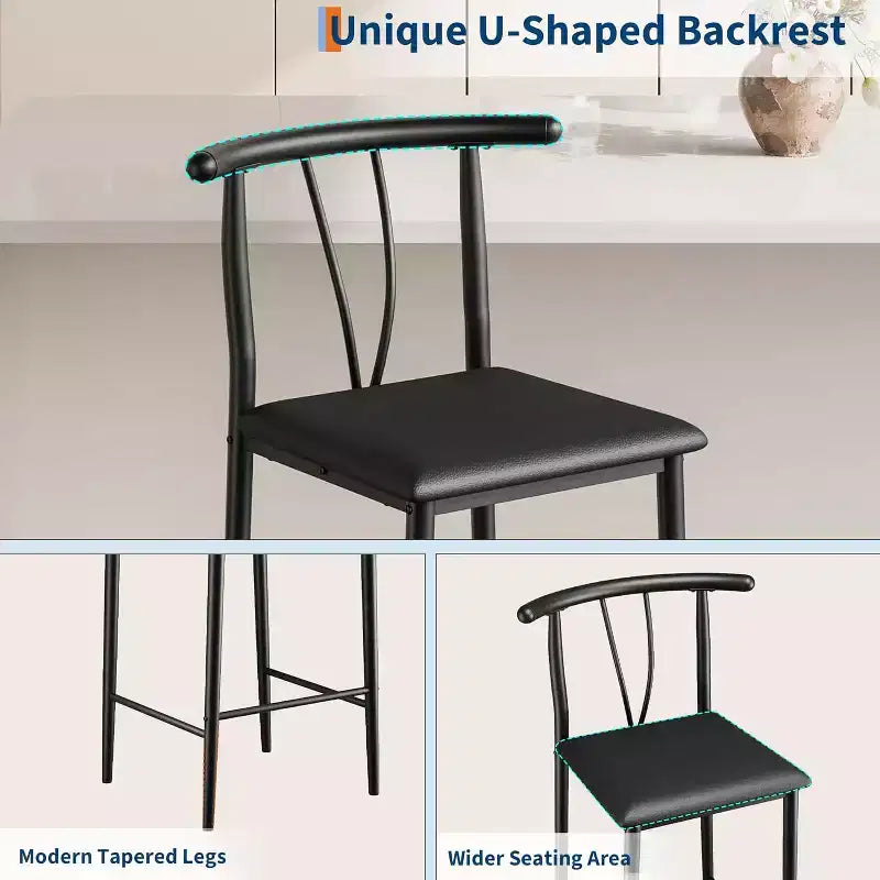 Set di 2/4 sgabelli da bar, sgabelli da 63,5 cm in similpelle con schienale, gambe in metallo nero