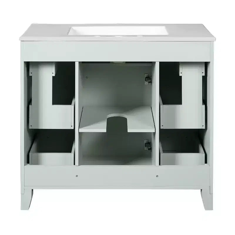 Mobile bagno verde da 91 cm con lavabo, mobiletto da bagno con cassetti e ripiano regolabile