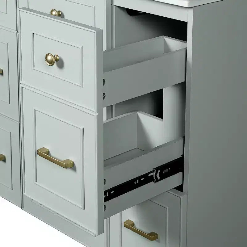Mobile bagno verde da 91 cm con lavabo, mobiletto da bagno con cassetti e ripiano regolabile