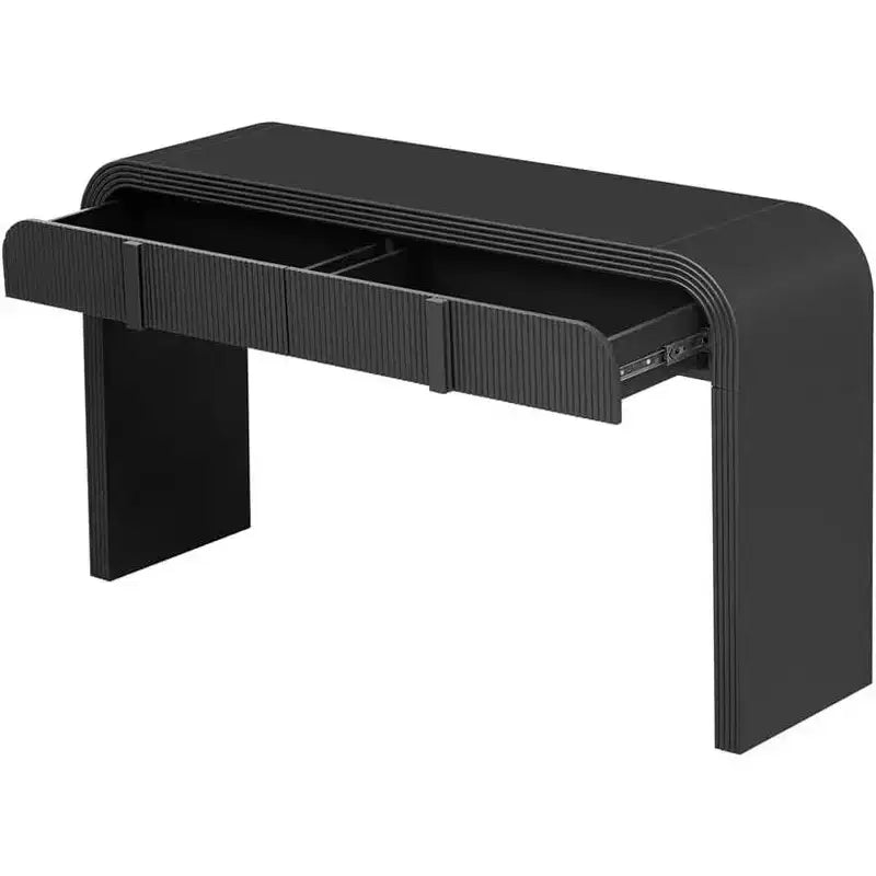 55 Tavolo console moderno lucido, credenza arrotondata con 3 cassetti, per ingresso, soggiorno, sala da pranzo