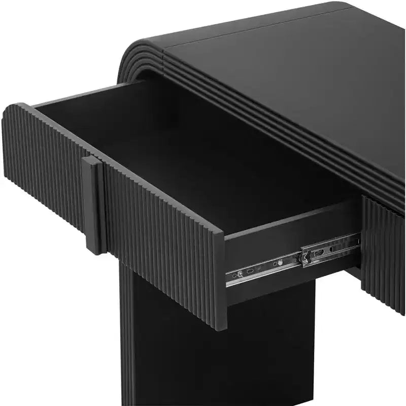 55 Tavolo console moderno lucido, credenza arrotondata con 3 cassetti, per ingresso, soggiorno, sala da pranzo