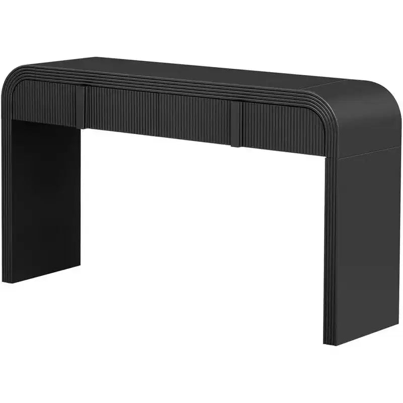 55 Tavolo console moderno lucido, credenza arrotondata con 3 cassetti, per ingresso, soggiorno, sala da pranzo