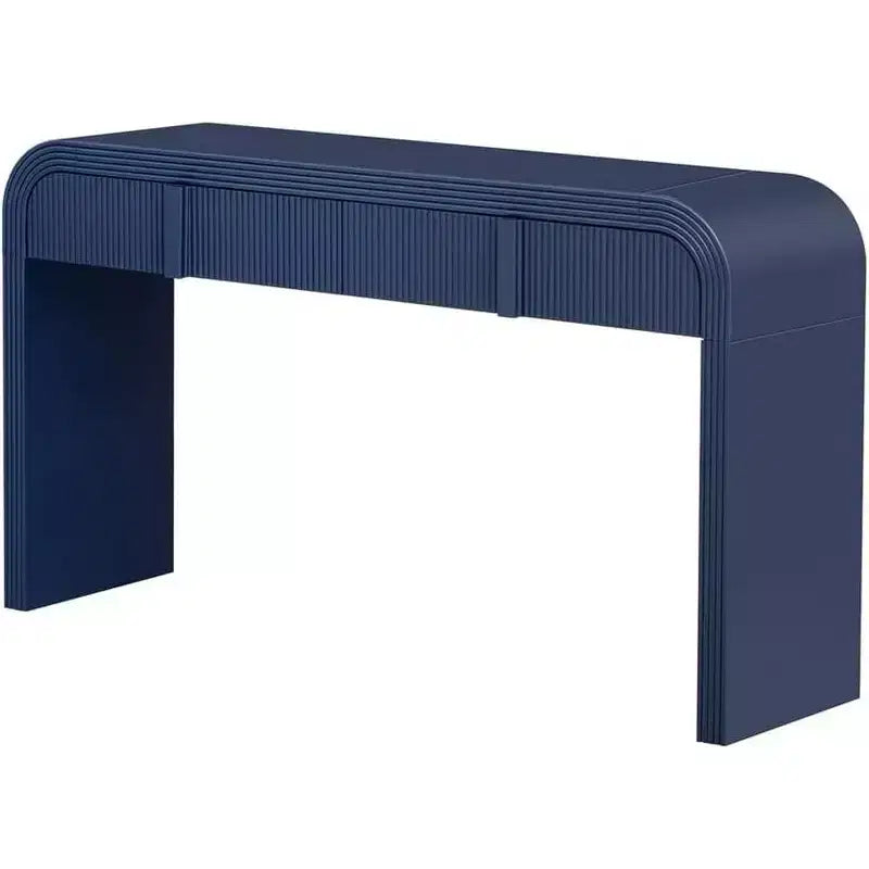 55 Tavolo console moderno lucido, credenza arrotondata con 3 cassetti, per ingresso, soggiorno, sala da pranzo