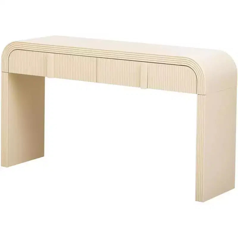 55 Tavolo console moderno lucido, credenza arrotondata con 3 cassetti, per ingresso, soggiorno, sala da pranzo