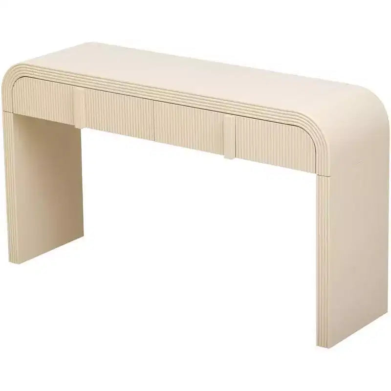 55 Tavolo console moderno lucido, credenza arrotondata con 3 cassetti, per ingresso, soggiorno, sala da pranzo