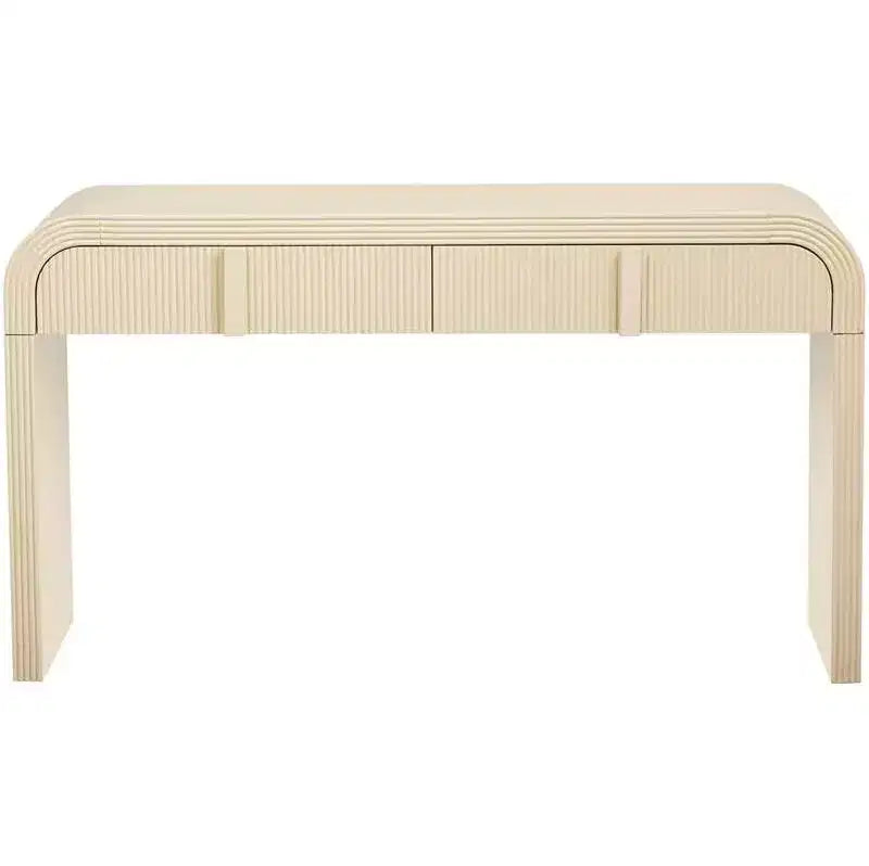 55 Modern Glossy Console Table, Rounded Sideboard Storage Cabinet with 3 Drawers, for Entryway, Living Room, Dining Room