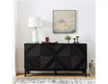 60 Modern Storage Sideboard Cabinet, Console Table TV Stand with Geometric Pattern Doors & Adjustable Shelves, Buffet Coffee Bar Table for Kitchen
