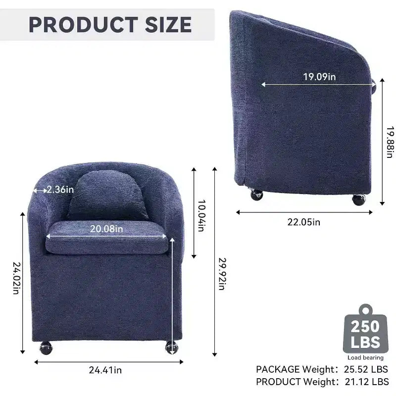 Poltrona girevole di design, poltrona rotonda a botte girevole a 360°, poltrone imbottite in ciniglia con cuscino, comoda poltrona girevole per soggiorno, camera da letto