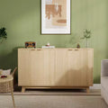 Modern Fluted Wood Sideboard Buffet Cabinet Set  4 Doors, Adjustable Shelves, Versatile Storage Credenza for Living Room, Dining Room, Entryway