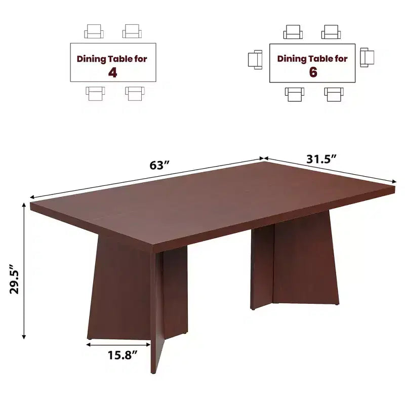 COZONY Tavolo da pranzo lungo, moderno, con ampio piano e base a piedistallo, robusto, stile rustico, ampia seduta, facile montaggio