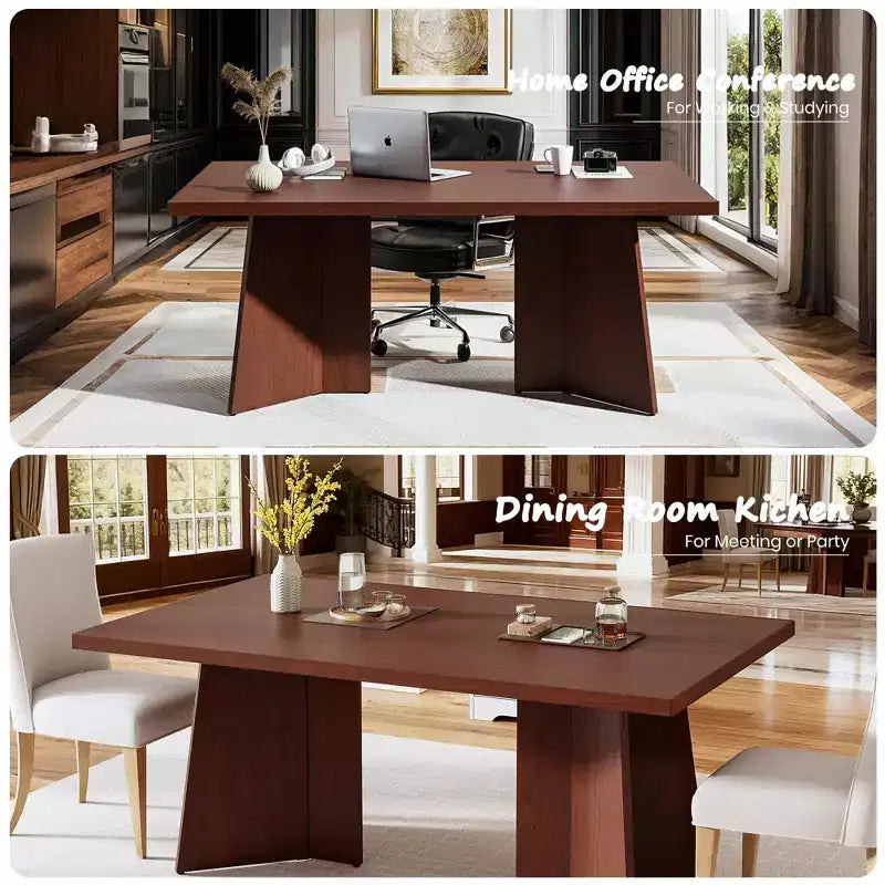 COZONY Tavolo da pranzo lungo, moderno, con ampio piano e base a piedistallo, robusto, stile rustico, ampia seduta, facile montaggio