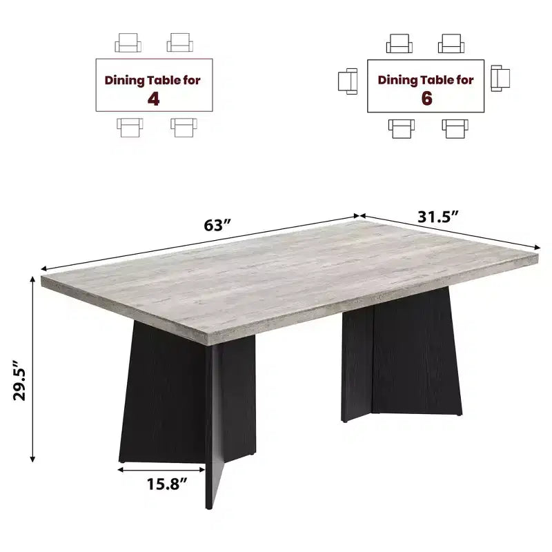 COZONY Tavolo da pranzo lungo, moderno, con ampio piano e base a piedistallo, robusto, stile rustico, ampia seduta, facile montaggio