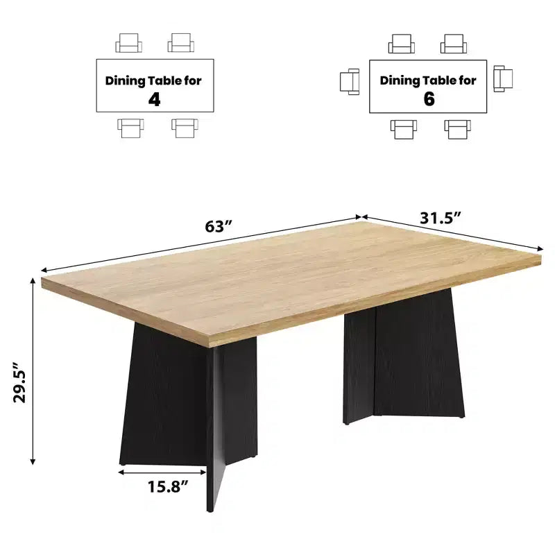 COZONY Tavolo da pranzo lungo, moderno, con ampio piano e base a piedistallo, robusto, stile rustico, ampia seduta, facile montaggio