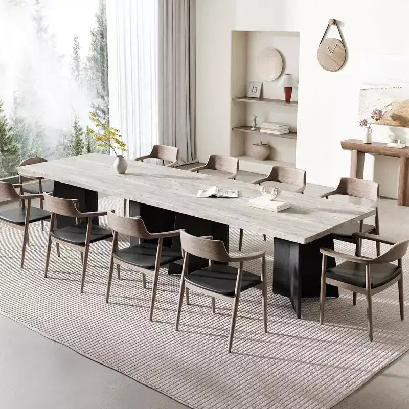 COZONY Tavolo da pranzo lungo, moderno, con ampio piano e base a piedistallo, robusto, stile rustico, ampia seduta, facile montaggio