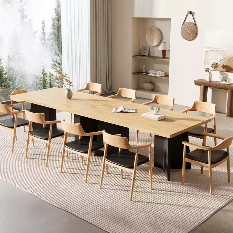 COZONY Tavolo da pranzo lungo, moderno, con ampio piano e base a piedistallo, robusto, stile rustico, ampia seduta, facile montaggio