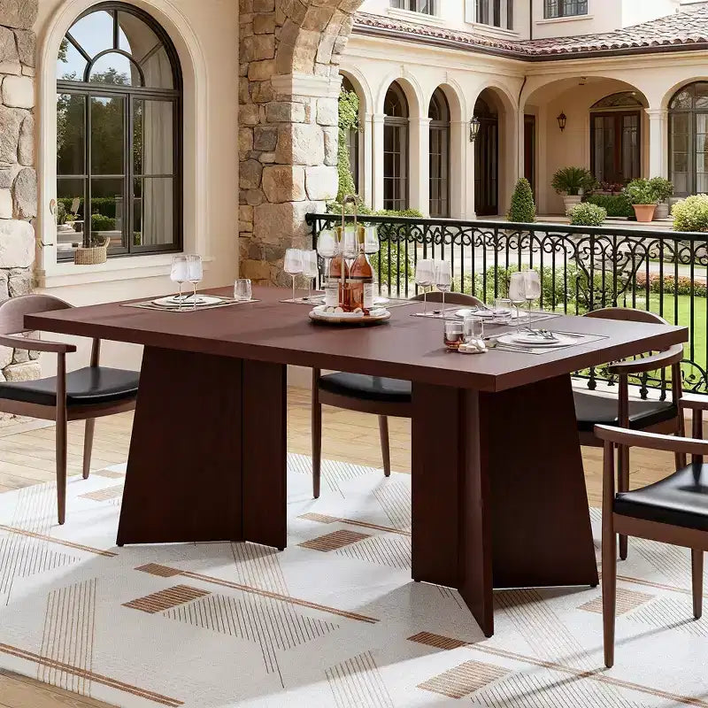 COZONY Tavolo da pranzo lungo, moderno, con ampio piano e base a piedistallo, robusto, stile rustico, ampia seduta, facile montaggio