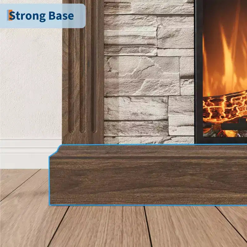 Mobile TV Garvee con caminetto per TV fino a 80 pollici, camino elettrico con mensola, mobile TV in legno stile rustico, effetto fiamma 3D
