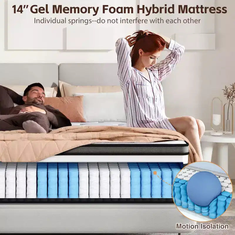 Materasso Queen, Materasso in Memory Foam da 35 cm in scatola, Materasso per alleviare la pressione, Supporto a zone, Strato in gel per il raffreddamento, Rigidità media, Migliora la circolazione