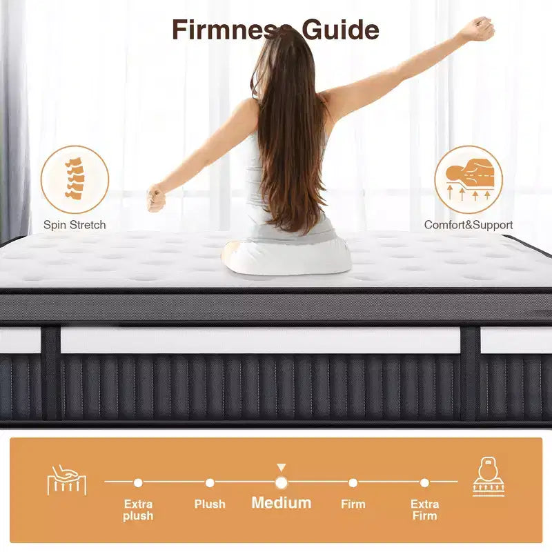 Materasso Queen, Materasso in Memory Foam da 35 cm in scatola, Materasso per alleviare la pressione, Supporto a zone, Strato in gel per il raffreddamento, Rigidità media, Migliora la circolazione