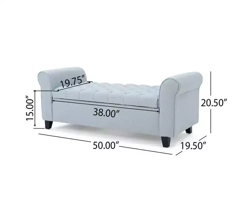 Panca portaoggetti moderna Okak con sedile imbottito e braccioli, pouf portaoggetti con gambe in legno, panca da fondo letto per soggiorno, camera da letto