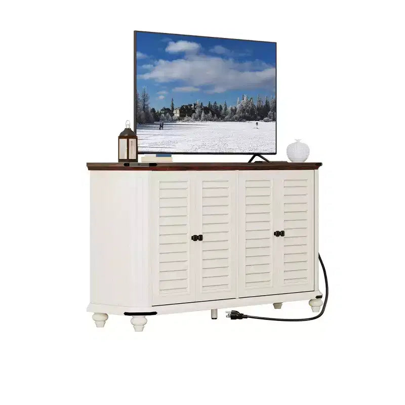 Mobile porta TV da fattoria per TV da 60 pollici, mobile per l'intrattenimento con ripiani regolabili e prese di corrente, credenza a buffet per il soggiorno