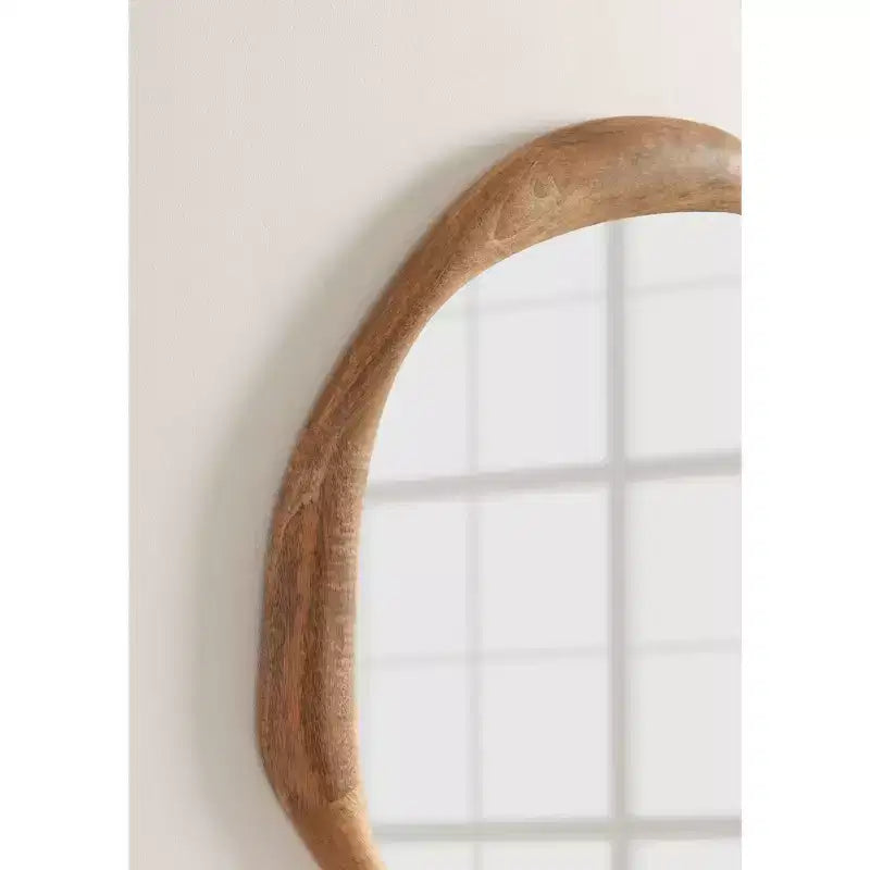 Kate and Laurel Hera Specchio rotondo in legno, naturale, 26x26