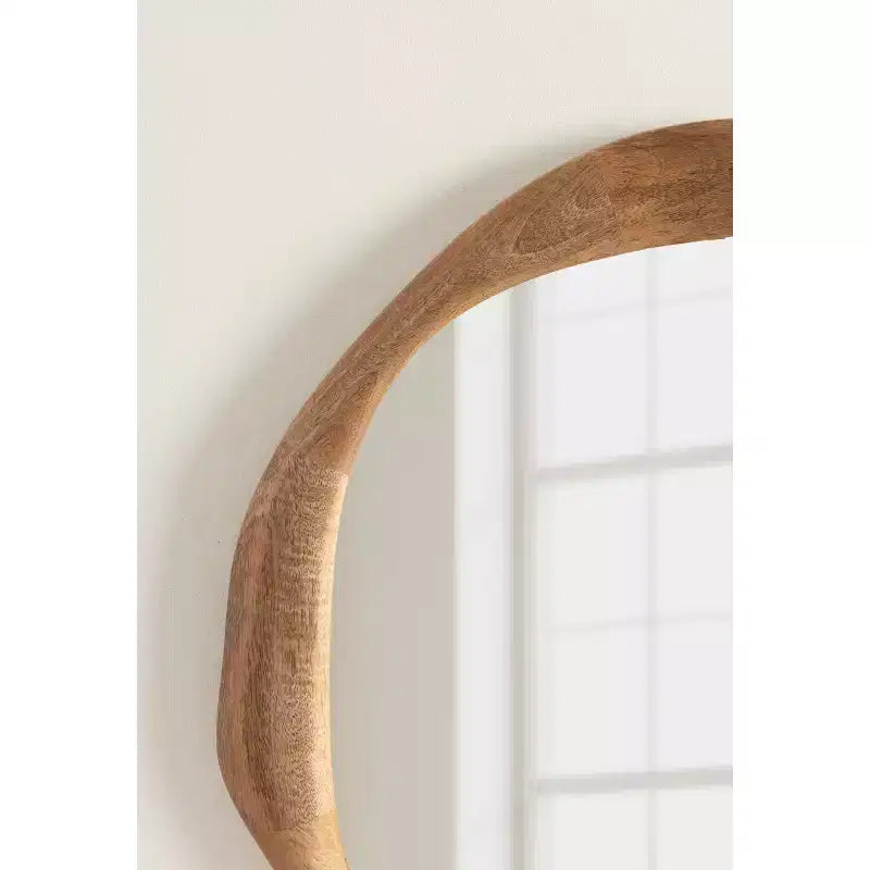 Kate and Laurel Hera Specchio rotondo in legno, naturale, 26x26