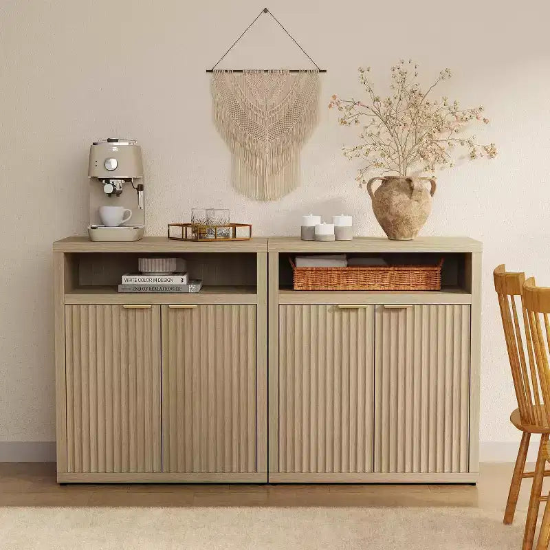 Credenza buffet da 29,9 pollici, mobiletto laterale da cucina in legno con ripiani regolabili e mensola aperta, tavolo consolle per sala da pranzo