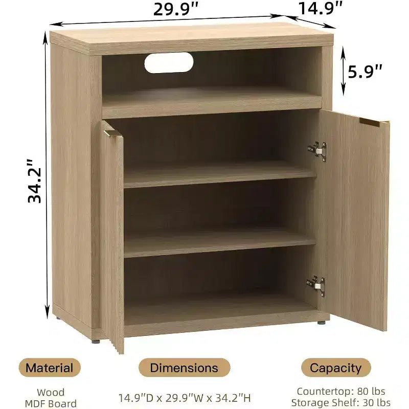 Credenza buffet da 29,9 pollici, mobiletto laterale da cucina in legno con ripiani regolabili e mensola aperta, tavolo consolle per sala da pranzo