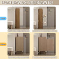 Rattan Shoe Storage Cabinet with 4 Flip Drawers & 2 Drawers, Freestanding Organizer for Front Door Entrance, Hidden Narrow Shoe Rack Cabinet Storage