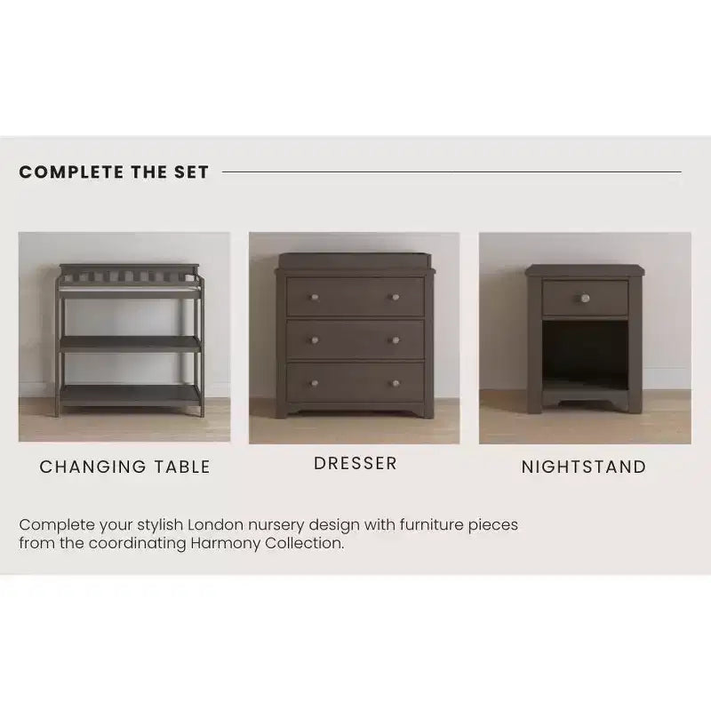 Culla trasformabile Child Craft London 4-in-1, trasformabile in lettino per bambini, lettino da giorno e letto a una piazza e mezza, 3 posizioni per il materasso, finitura sicura per neonati (Dapper Gray)
