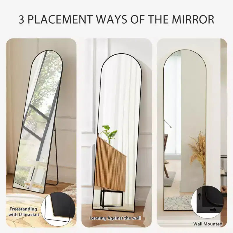 Specchio a figura intera TUYOHW moderno ad arco/rettangolare per camera da letto, specchio da parete intera da terra dal design 2 in 1
