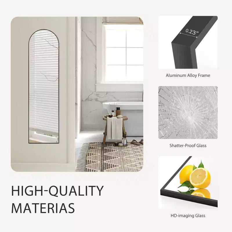 Specchio a figura intera TUYOHW moderno ad arco/rettangolare per camera da letto, specchio da parete intera da terra dal design 2 in 1