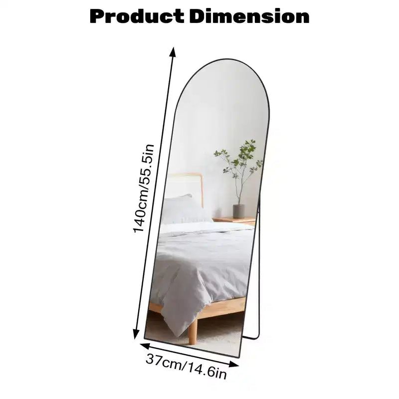 Specchio a figura intera TUYOHW moderno ad arco/rettangolare per camera da letto, specchio da parete intera da terra dal design 2 in 1