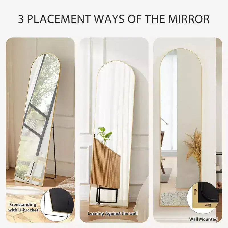 Specchio a figura intera TUYOHW moderno ad arco/rettangolare per camera da letto, specchio da parete intera da terra dal design 2 in 1