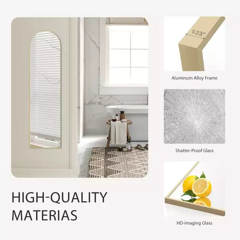 Specchio a figura intera TUYOHW moderno ad arco/rettangolare per camera da letto, specchio da parete intera da terra dal design 2 in 1