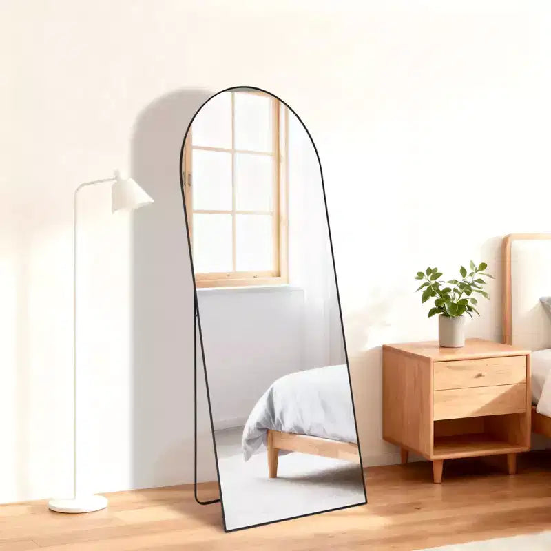TUYOHW Modern Arched/Rectangle Full Length Mirror for Bedroom,Floor Standing Full Wall Mirror 2-in-1 Design