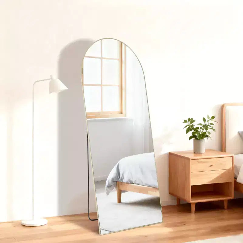 Specchio a figura intera TUYOHW moderno ad arco/rettangolare per camera da letto, specchio da parete intera da terra dal design 2 in 1
