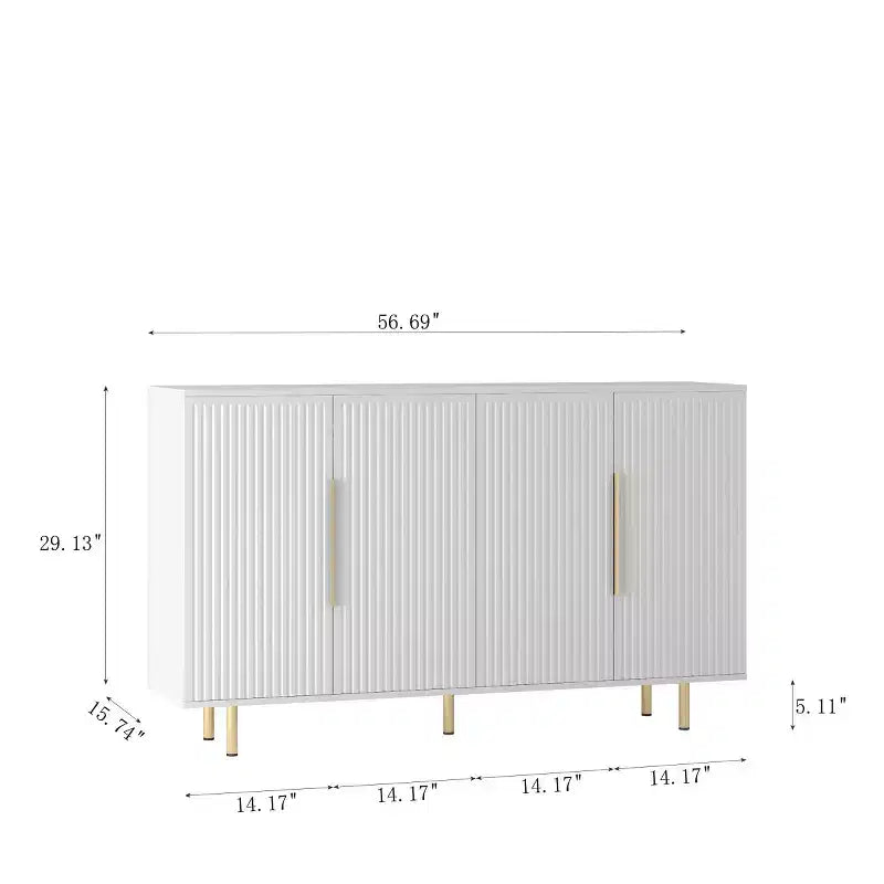Mobile Madia Moderno Credenza con Ante Scanalate, Ripiani Regolabili, Armadietto Consolle d'Accento per Sala da Pranzo - Panipeachy